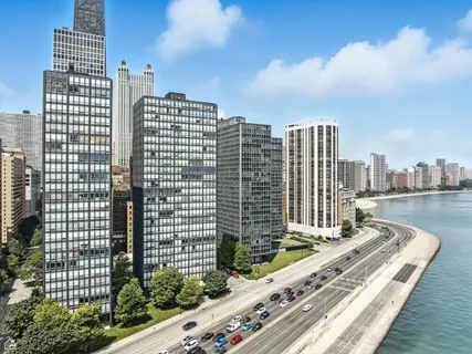 a view of a city with tall buildings