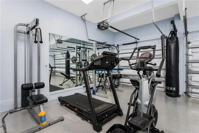 a room with gym equipment