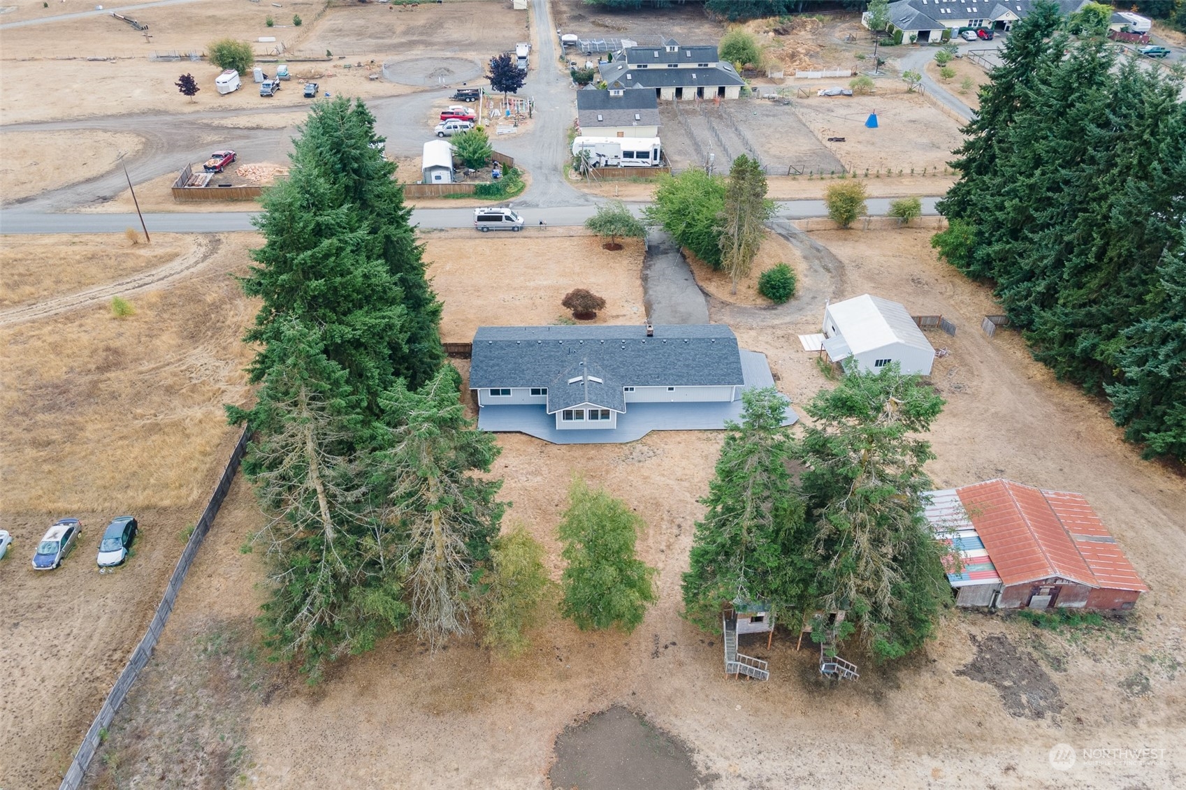 4820 176th Avenue Southwest Rochester, WA 98579 - Photo 36 of 40 an aerial view of a house with outdoor space