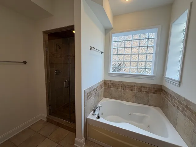 a bathroom with a bathtub