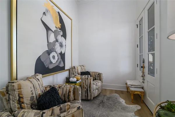 a living room with furniture