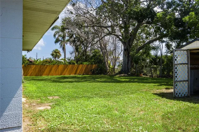 a view of a backyard
