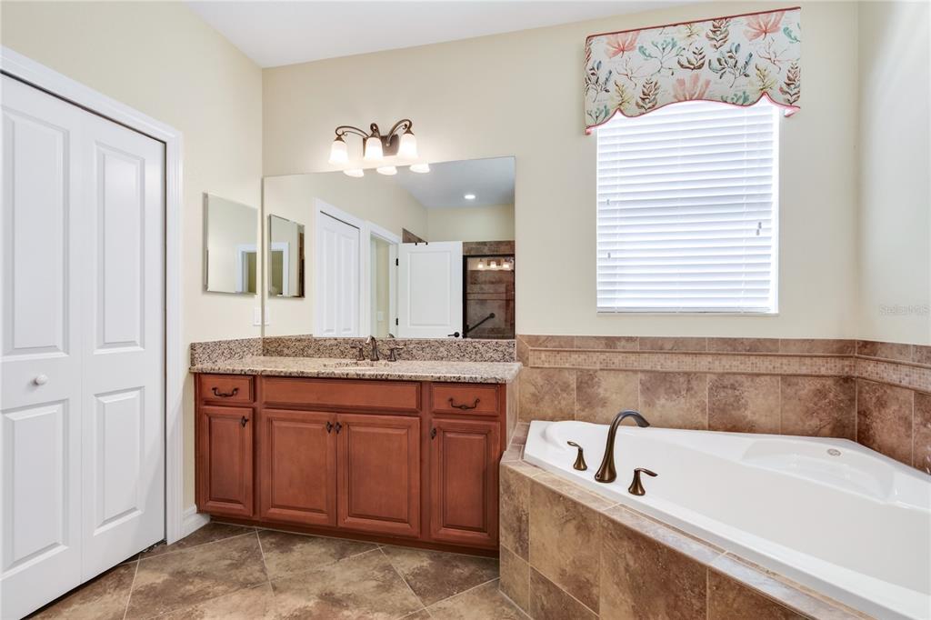 3651 Limestone Street Clermont, FL 34711 - Photo 17 of 41 a bathroom with a granite countertop sink and a bathtub