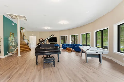 a view of a bathtub in a room