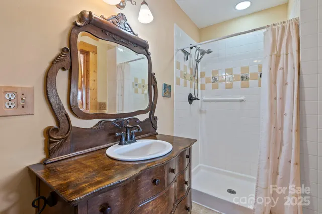 a bedroom with furniture and a bed