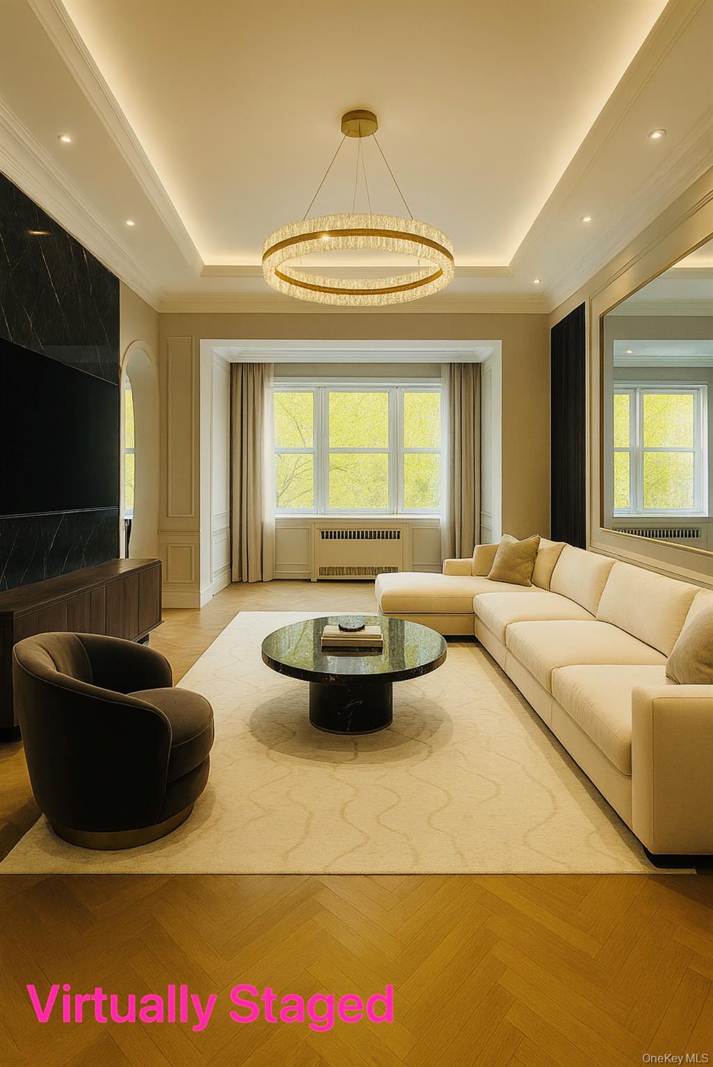 a living room with furniture and a flat screen tv