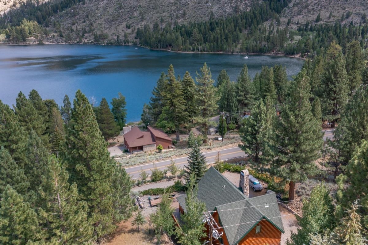 Drone / aerial view of a water and mountain view
