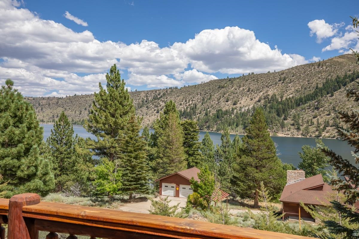 View of mountain background with a large body of water