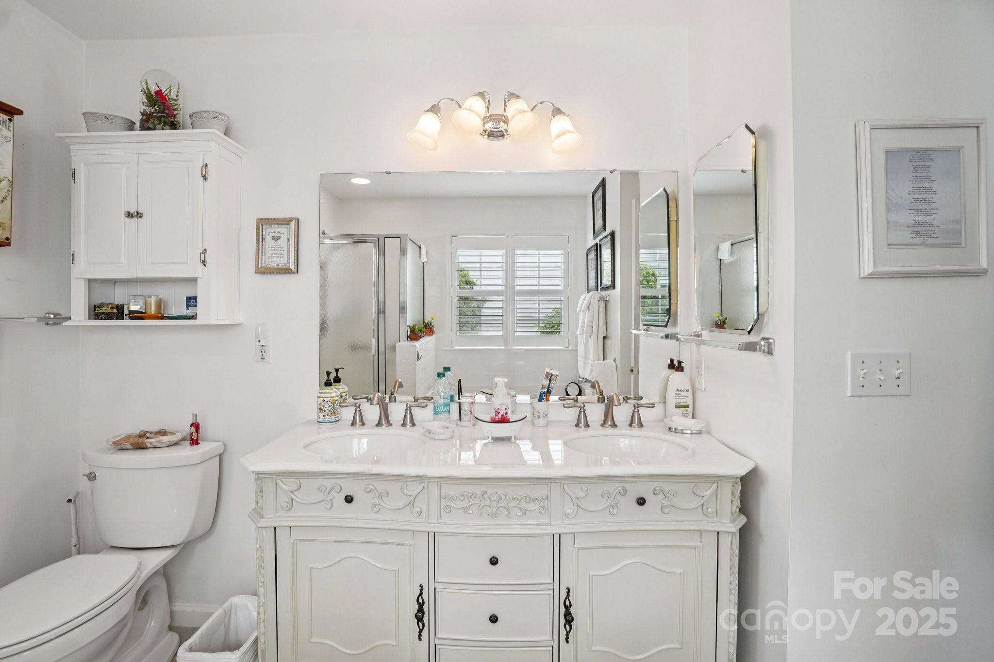 133 Stonehollow Road Fletcher, NC 28732 - Photo 19 of 29 a bathroom with a granite countertop toilet sink and mirror
