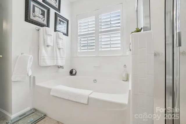 a bathroom with a bathtub