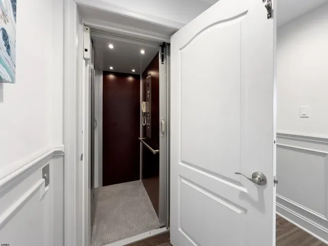 a view of a balcony with an ocean view