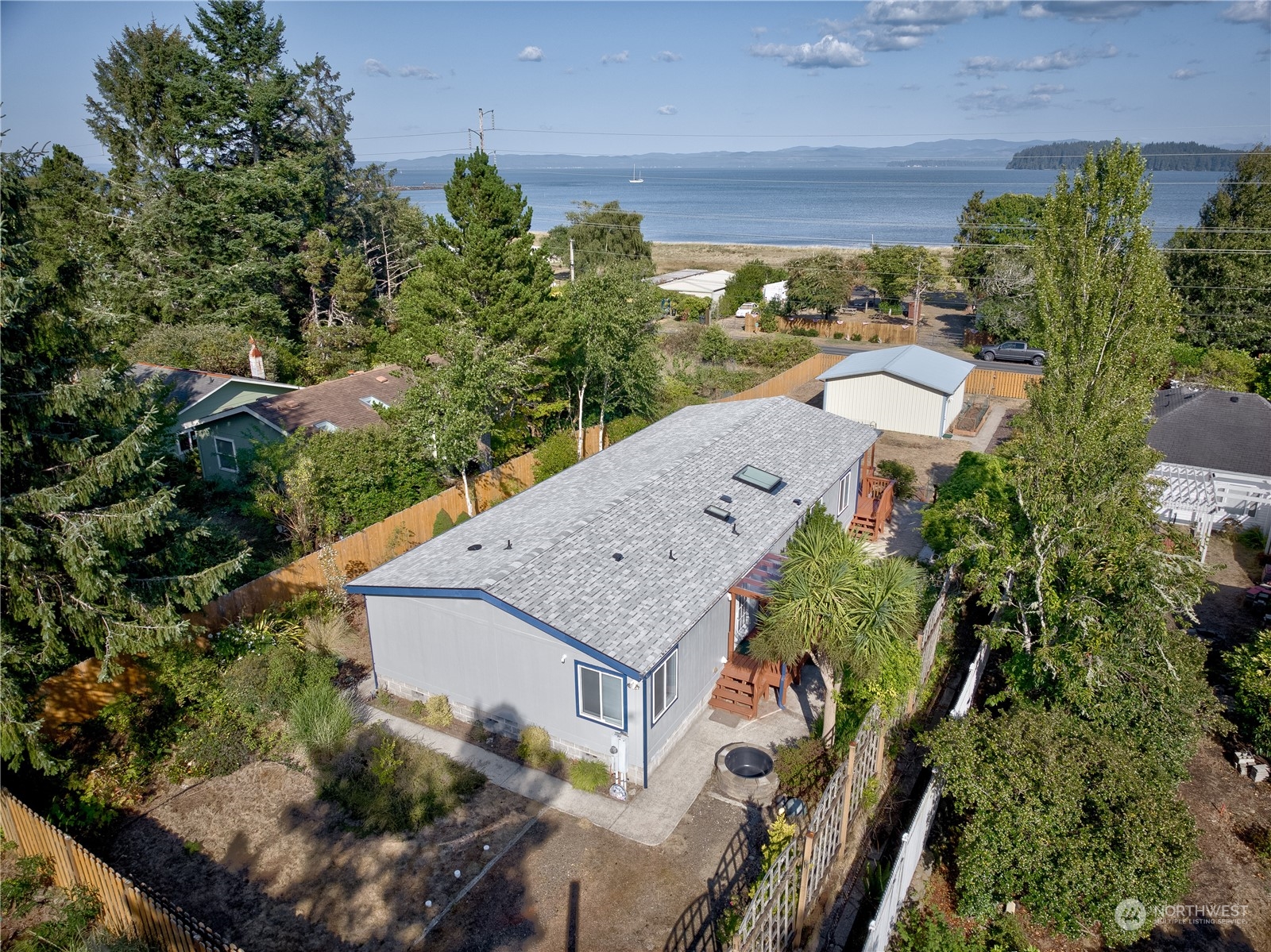 an aerial view of a house