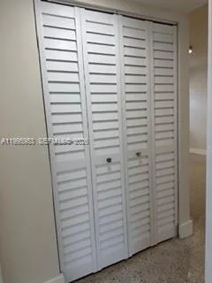 a view of a room with storage
