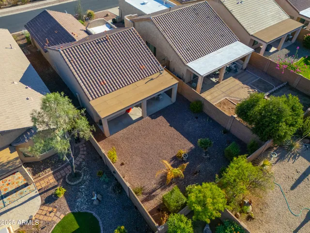 an aerial view of a house