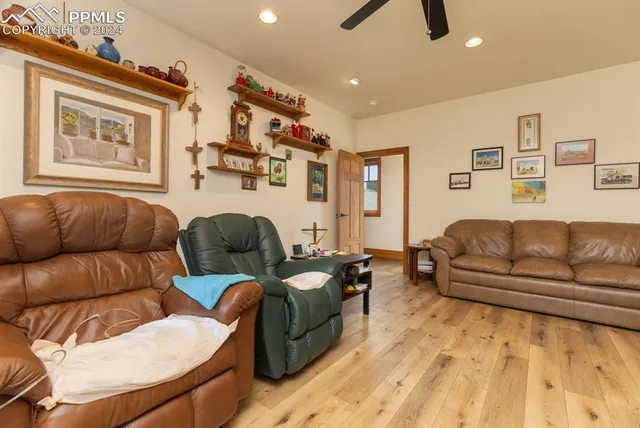 a living room with furniture and a couch