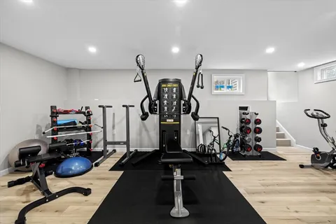 a view of a room with gym equipment