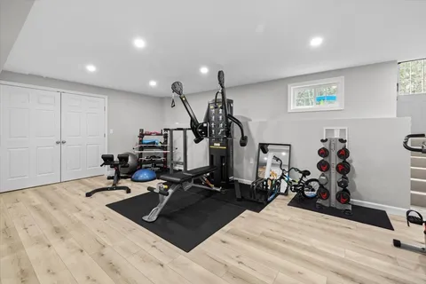 a view of a room with gym equipment