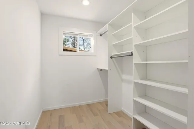 a view of an empty room with empty racks