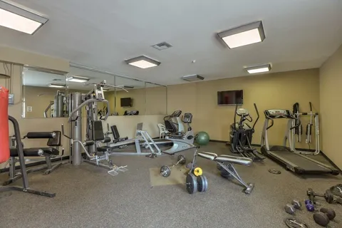 a view of a room with gym equipment