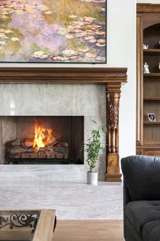 a view of living room with furniture and a rug