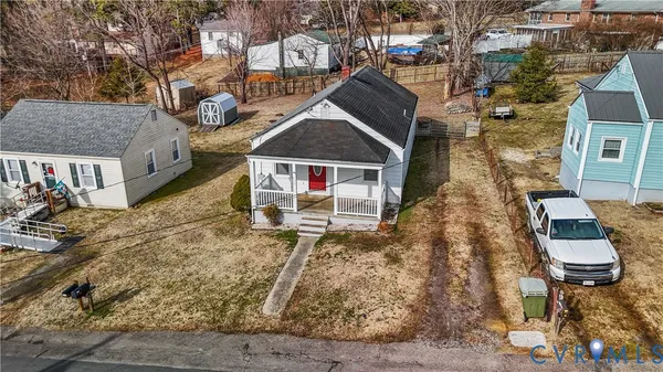 an aerial view of a house