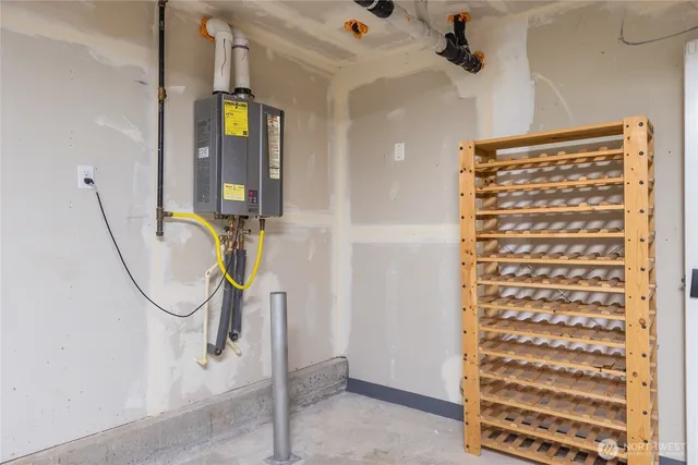 a view of a hallway with painted walls