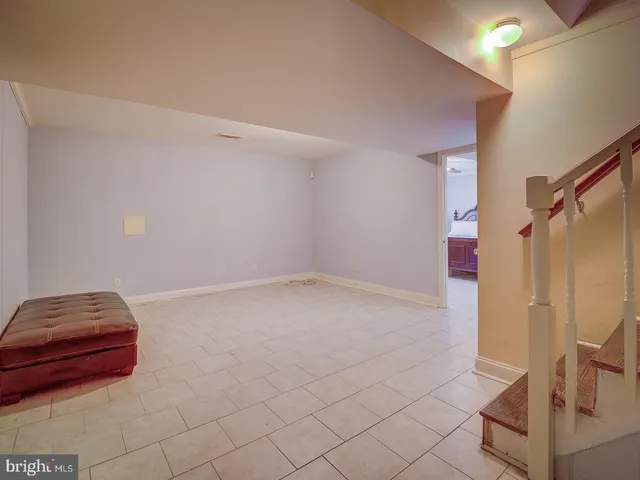 a room with a couch and a potted plant on the counter
