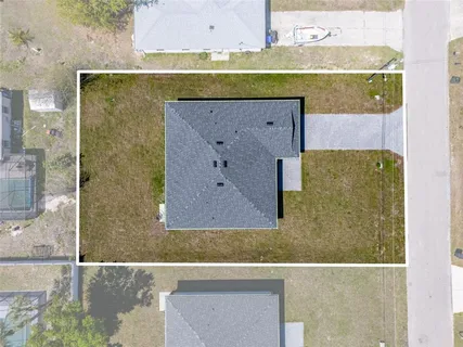 an aerial view of a house
