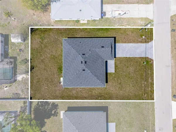 an aerial view of a house