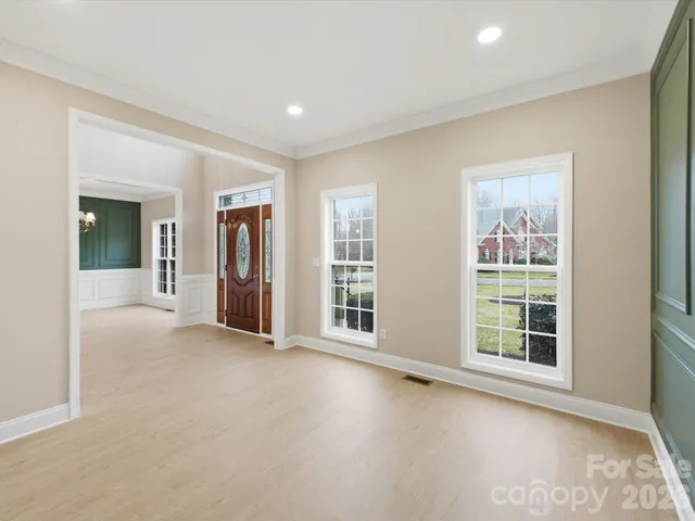 an empty room with windows