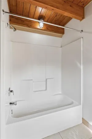 a bathroom with a bathtub