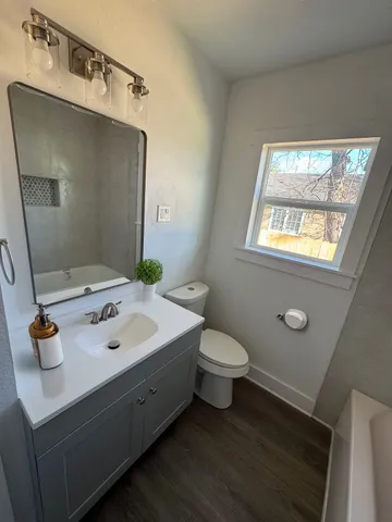 a bathroom with a sink toilet and vanity