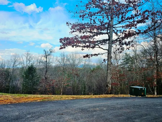 a backyard of a house with wooden stairs