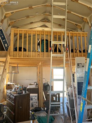 11025 Milne Road Colorado Springs, CO 80928 - Photo 39 of 41 Interior of partially-remodeled shed with loft