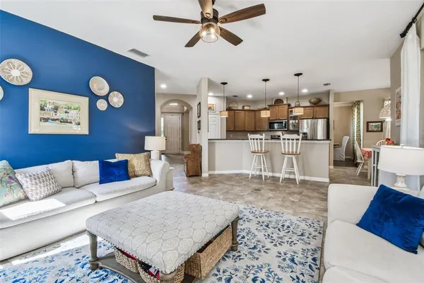 a living room with furniture