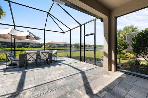 a building outdoor space with seating