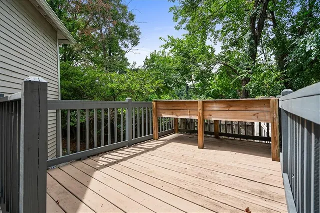 a view of a wooden deck