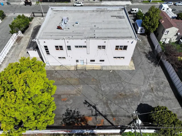 a picture of a street with potted plants