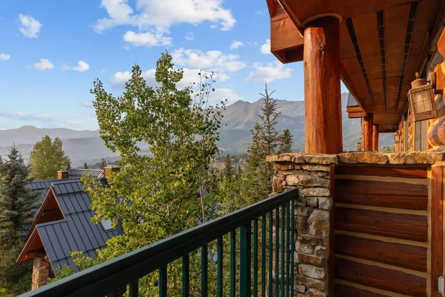 a view of a balcony with an outdoor space