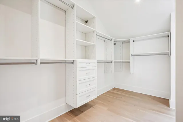 a view of an empty walk in closet