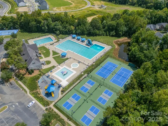 a aerial view of a house with a garden