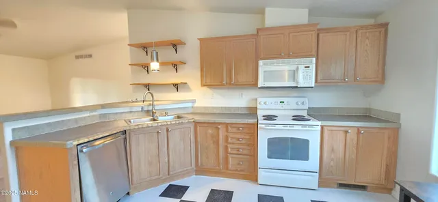 a view of a room with a window