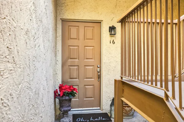 a view of a water with an entrance