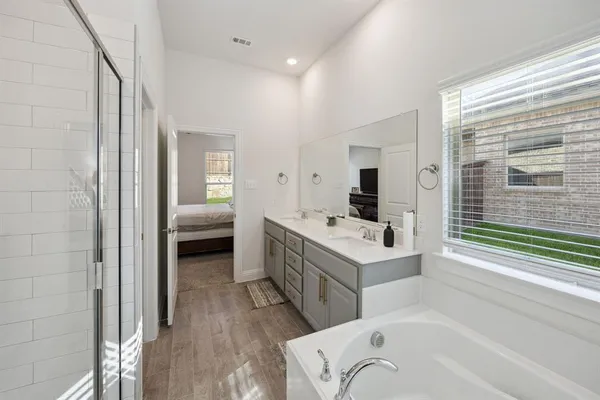 a view of a backyard with a garden