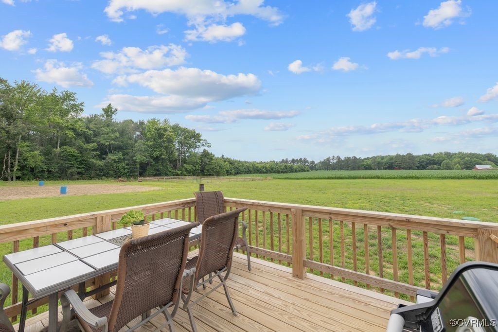 9530 Dabneys Mill Road Manquin, VA 23106 - Photo 23 of 40 Wooden terrace with outdoor dining space, a view o