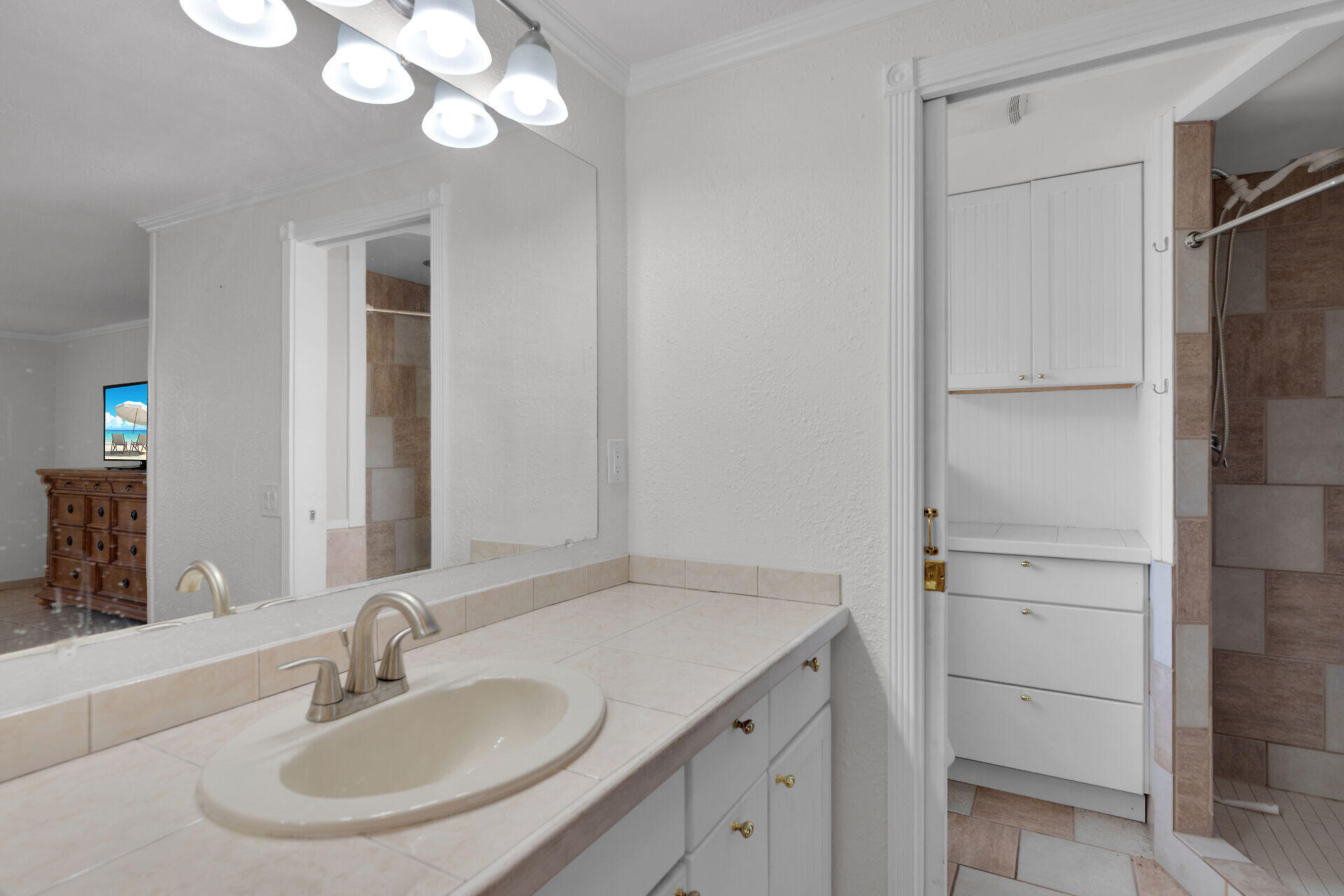 144 Sunset Lane Tavernier, FL 33070 - Photo 32 of 49 a bathroom with a sink and a mirror