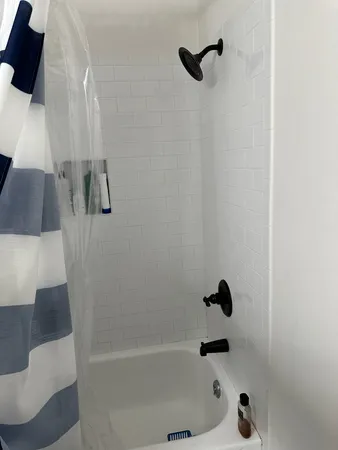 a bathroom with a bathtub