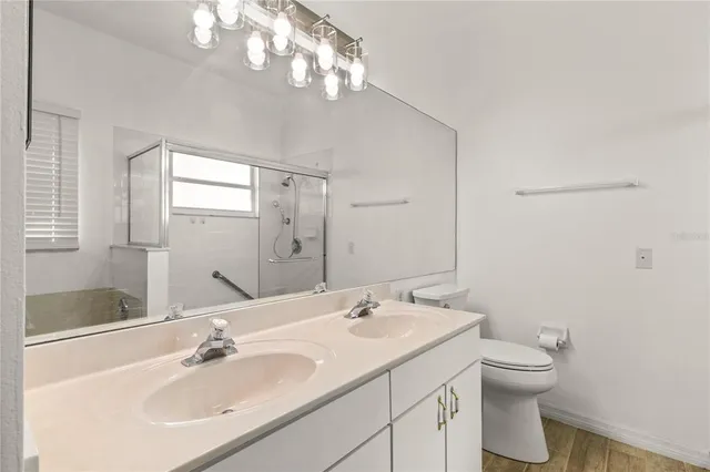 a bathroom with a toilet a sink and mirror