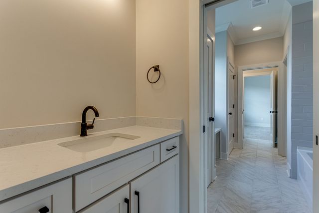 a bathroom with a bathtub