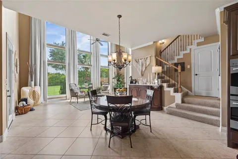 a kitchen with counter top space and appliances